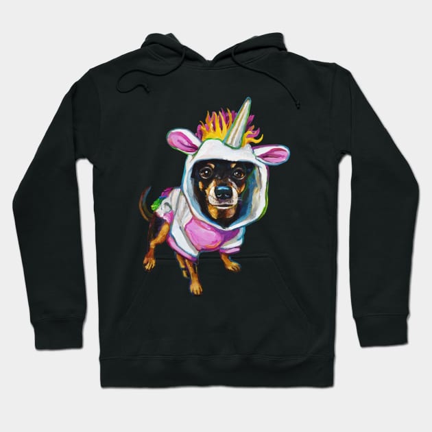 Cute Chihuahua in a Unicorn Outfit Hoodie by RobertPhelpsArt